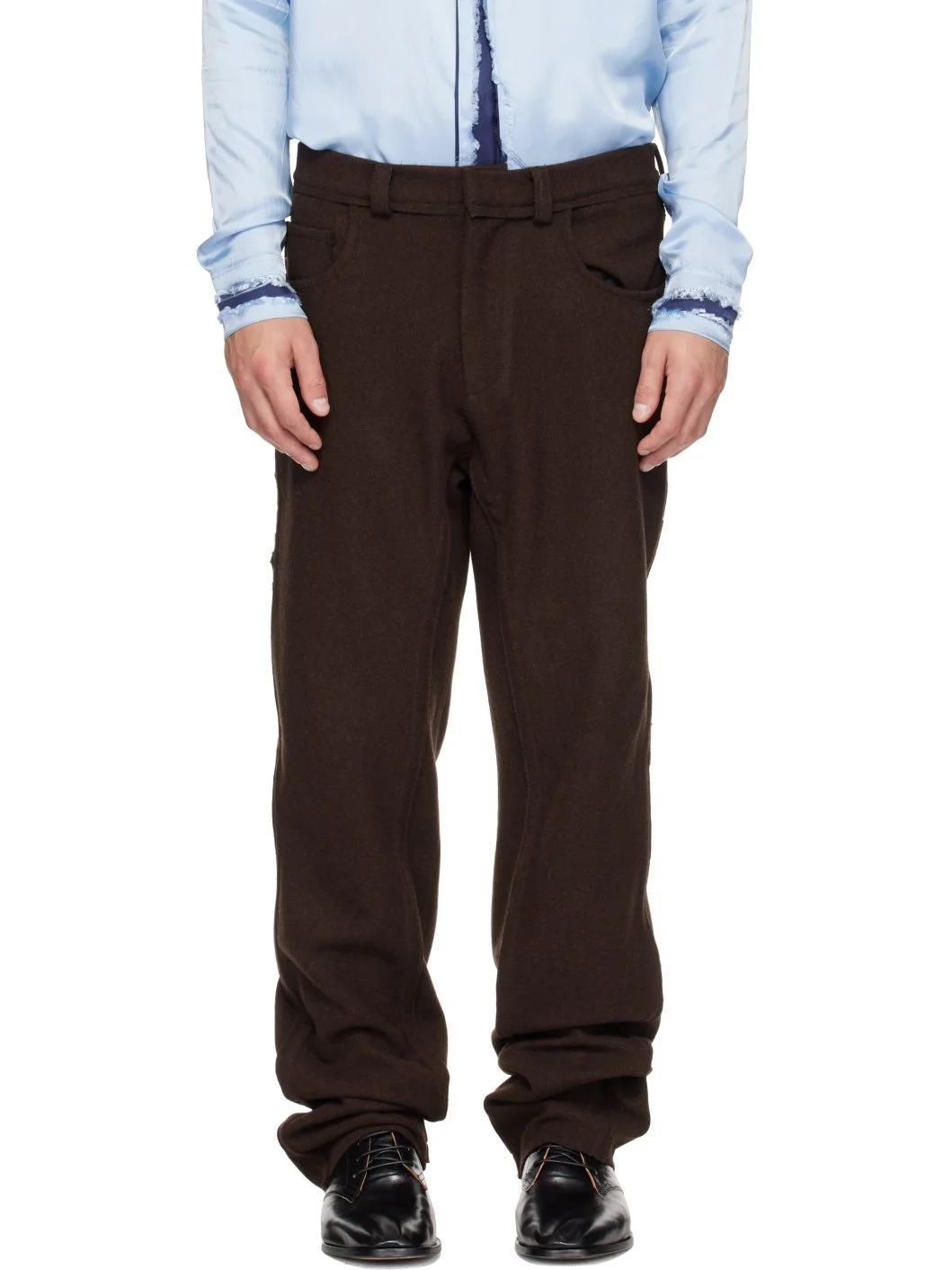 Brown Raw Soft Trousers - 1
