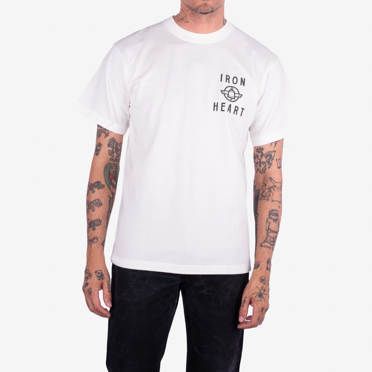 IHT-2406-WHT 7.5oz Printed Loopwheel Crew Neck T-Shirt - White - 2