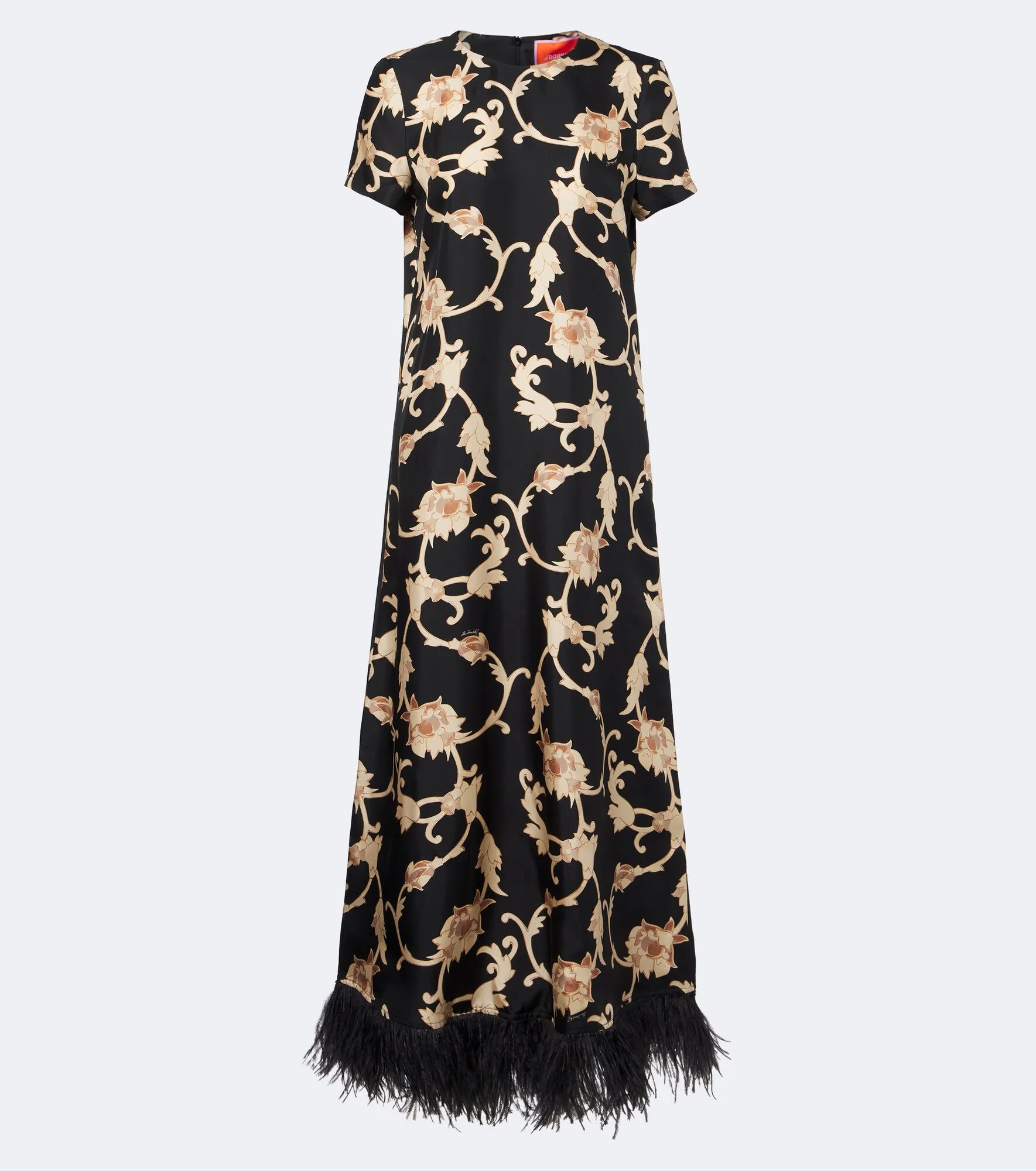 Buttercup feather-trimmed silk maxi dress - 1