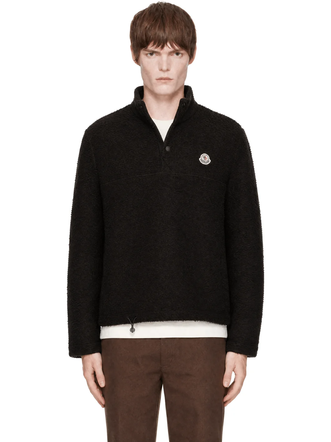 Brown Half-Button Wool Sweater - 1