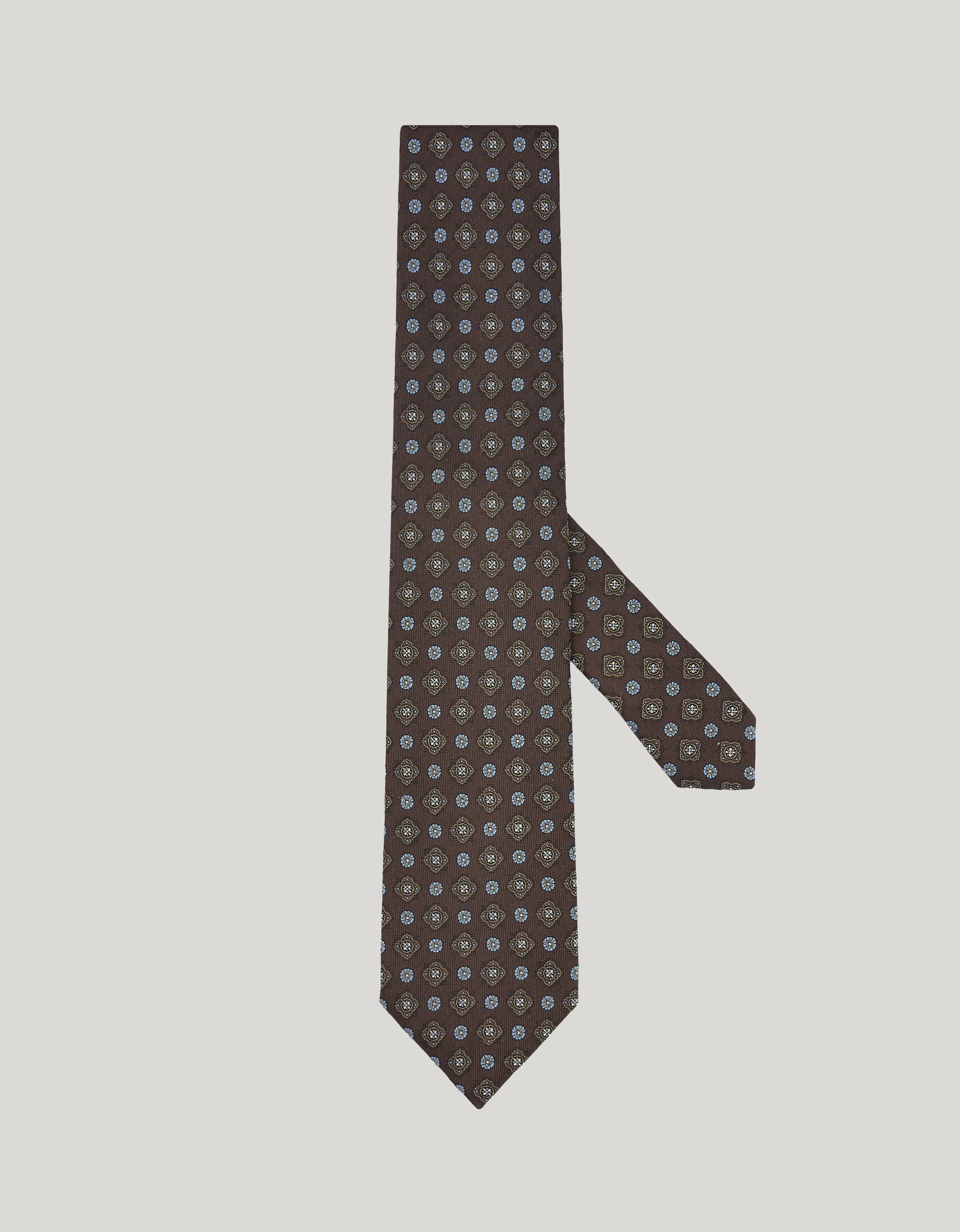 BROWN SILK TIE, PATTERNED MOTIF - 1