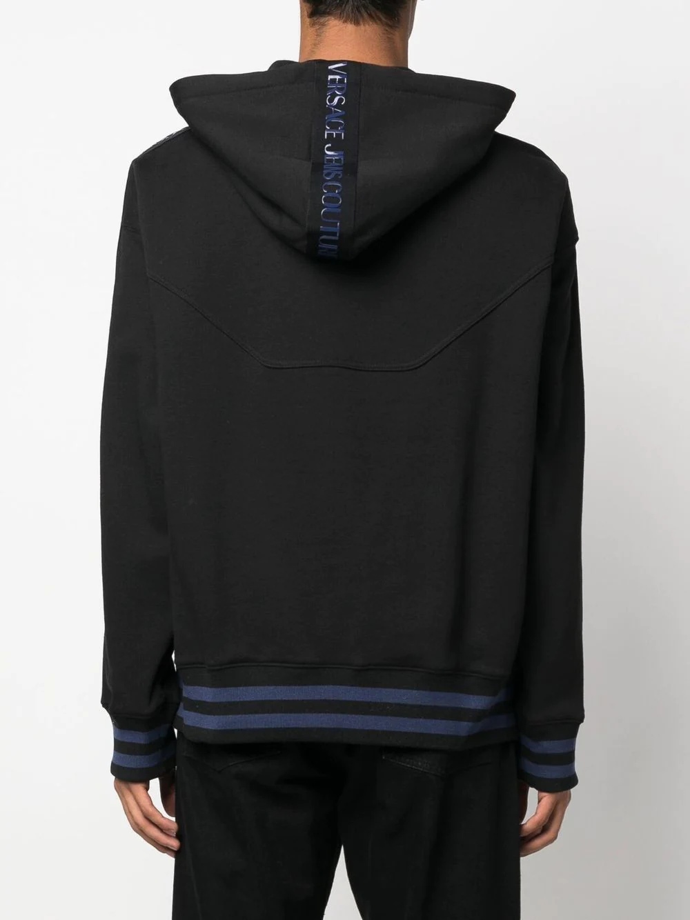 logo-print striped-trim hoodie - 4