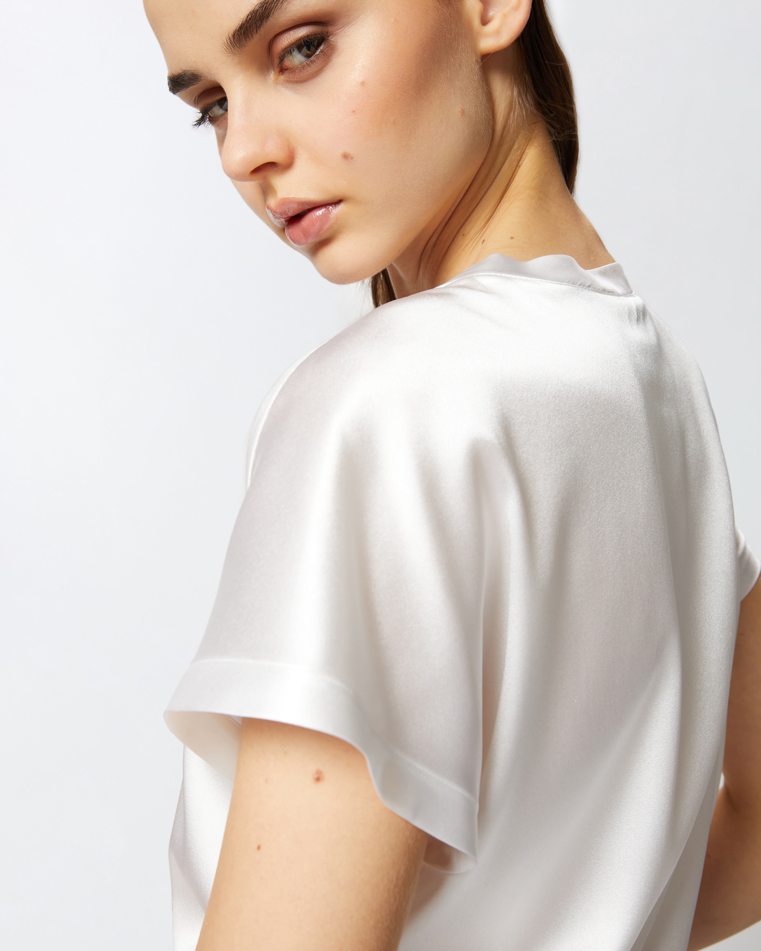 SATIN BLOUSE WITH CAP SLEEVES - 5