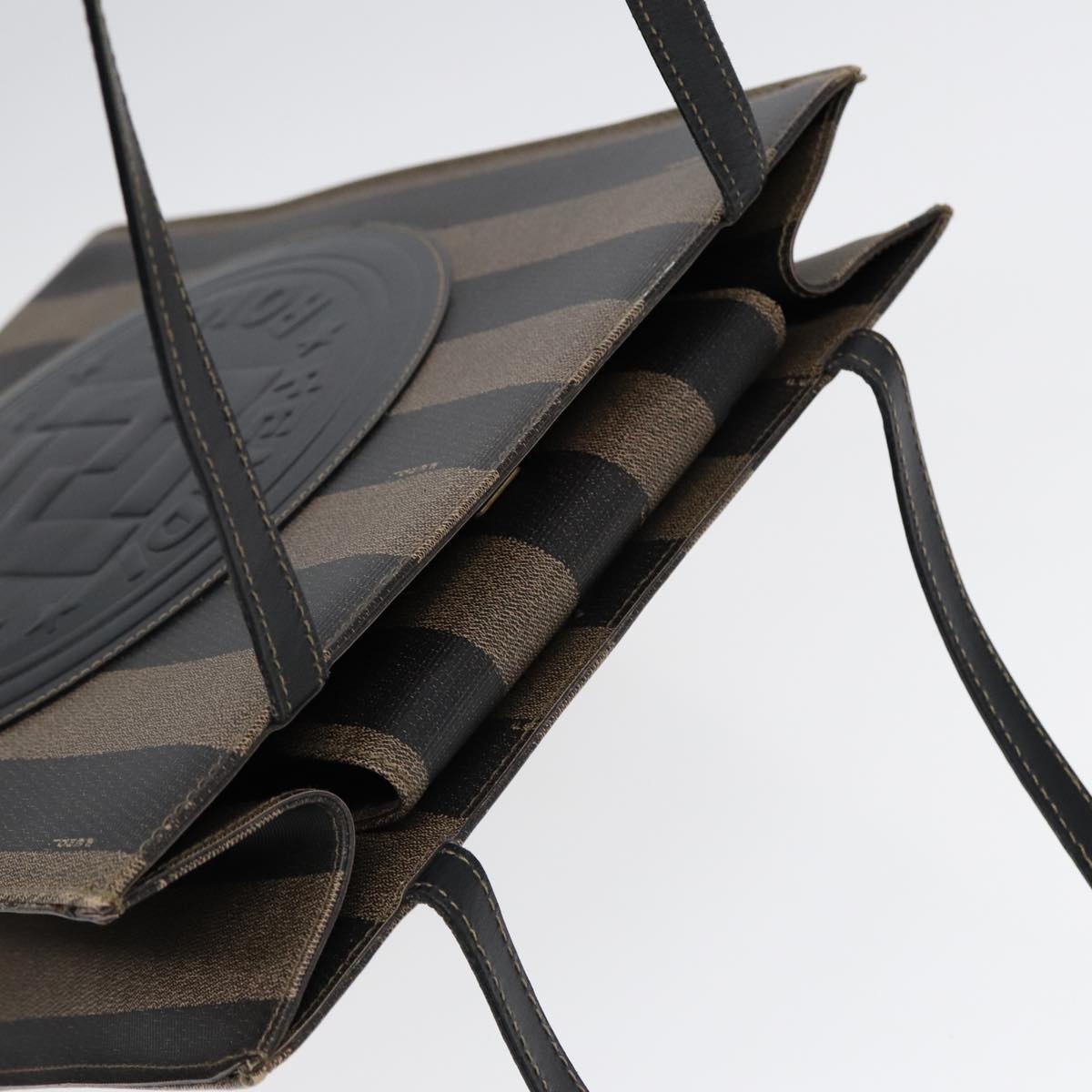 FENDI Pecan Canvas Tote Bag Brown Black Gold - 6
