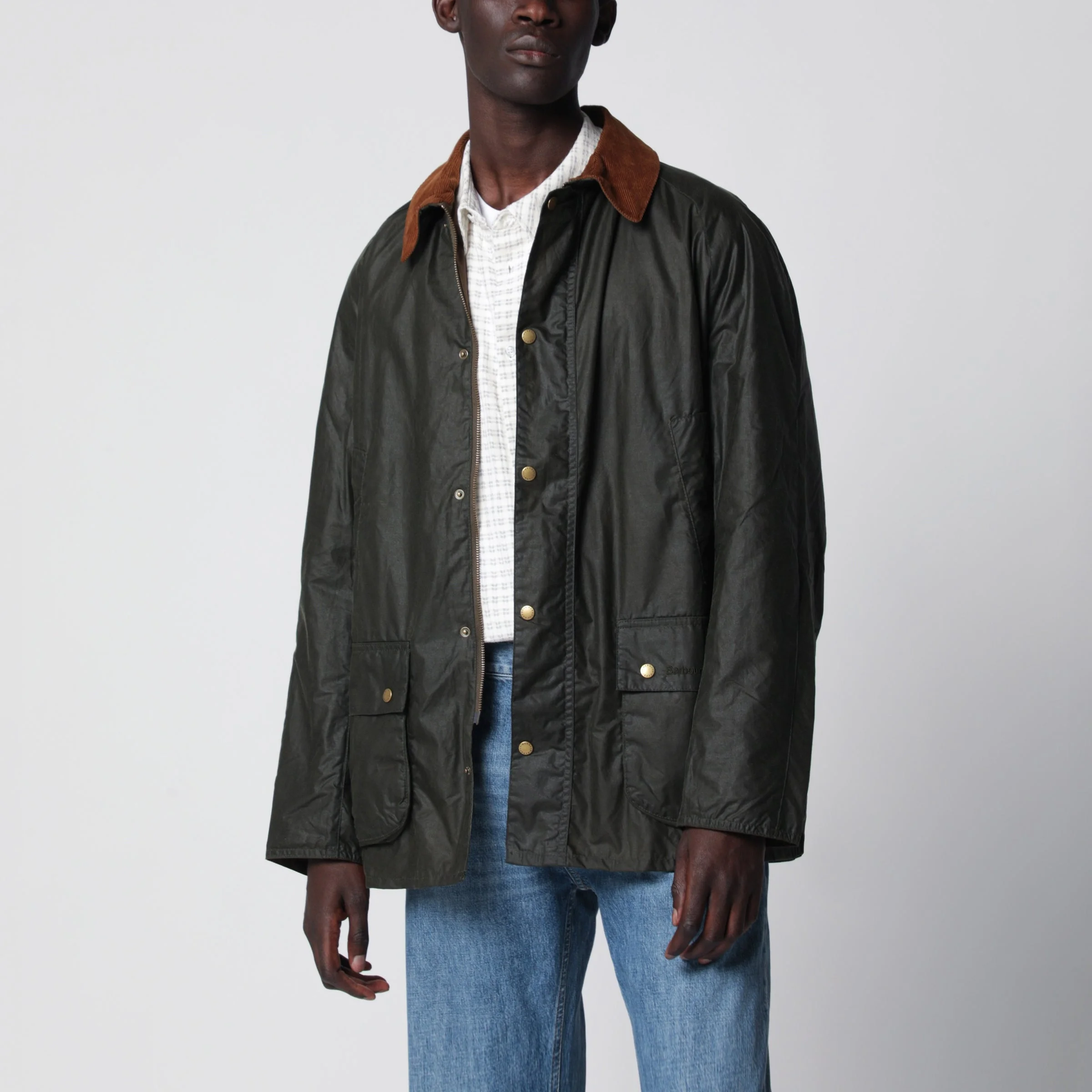 Olive green lightweight waxed Ashby jacket - 1