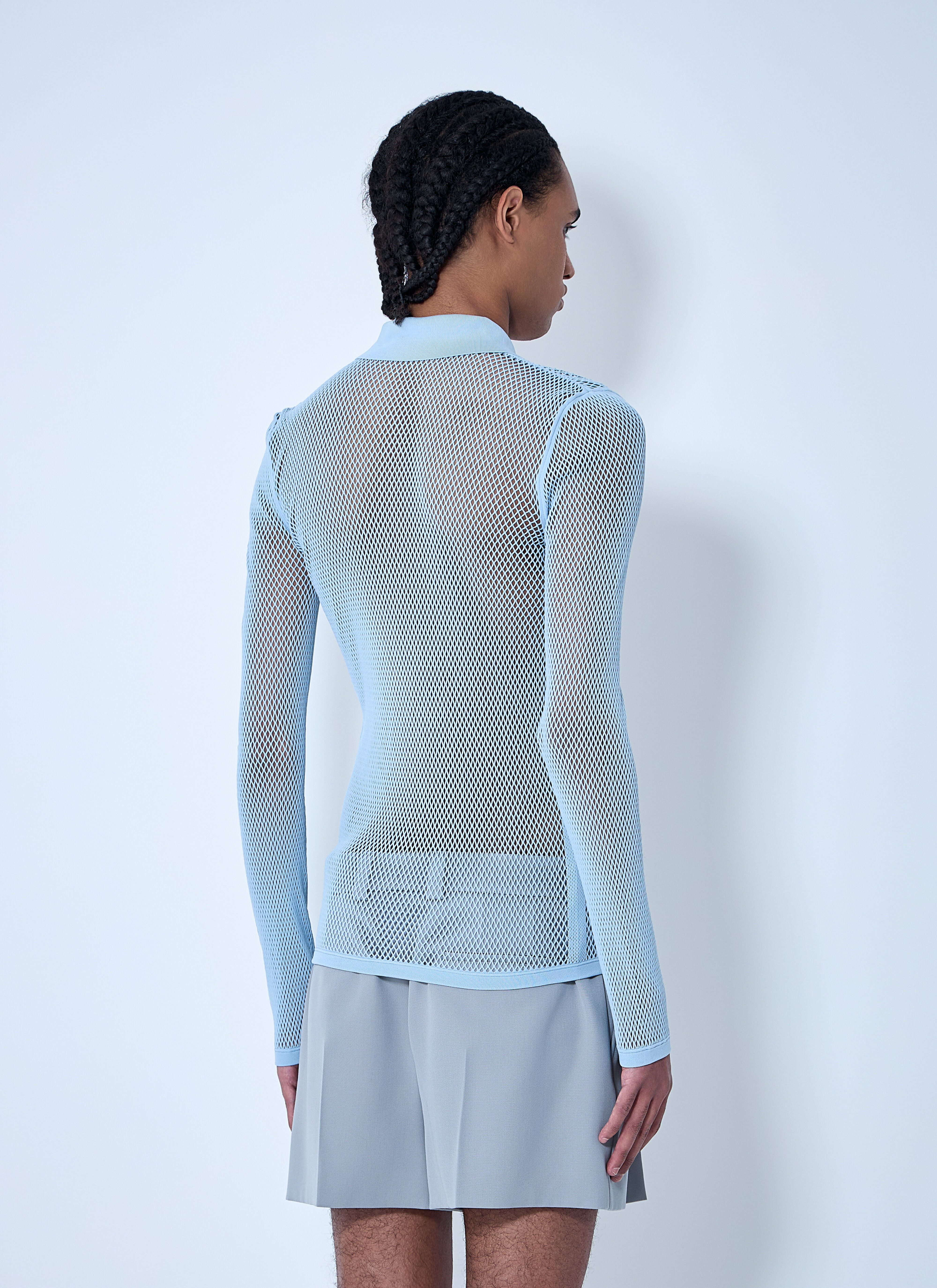 Embossed Technical Mesh Polo Top - 4