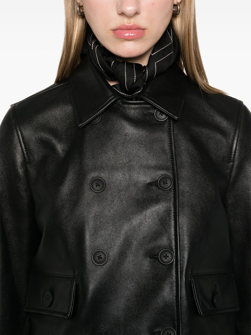 cropped leather jacket - 5