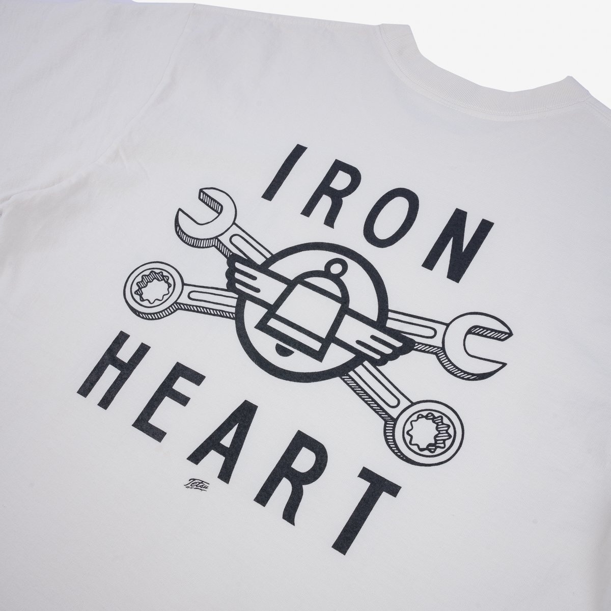 IHT-2406-WHT 7.5oz Printed Loopwheel Crew Neck T-Shirt - White - 7