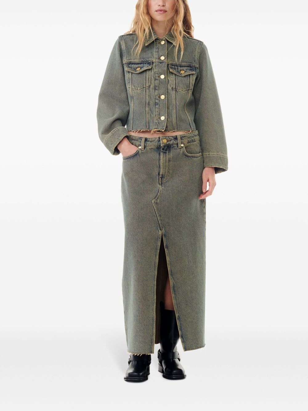 raw-cut hem denim jacket - 2