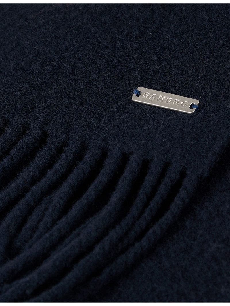 Sandro Logo-Plaque Fringed Wool Scarf outlook