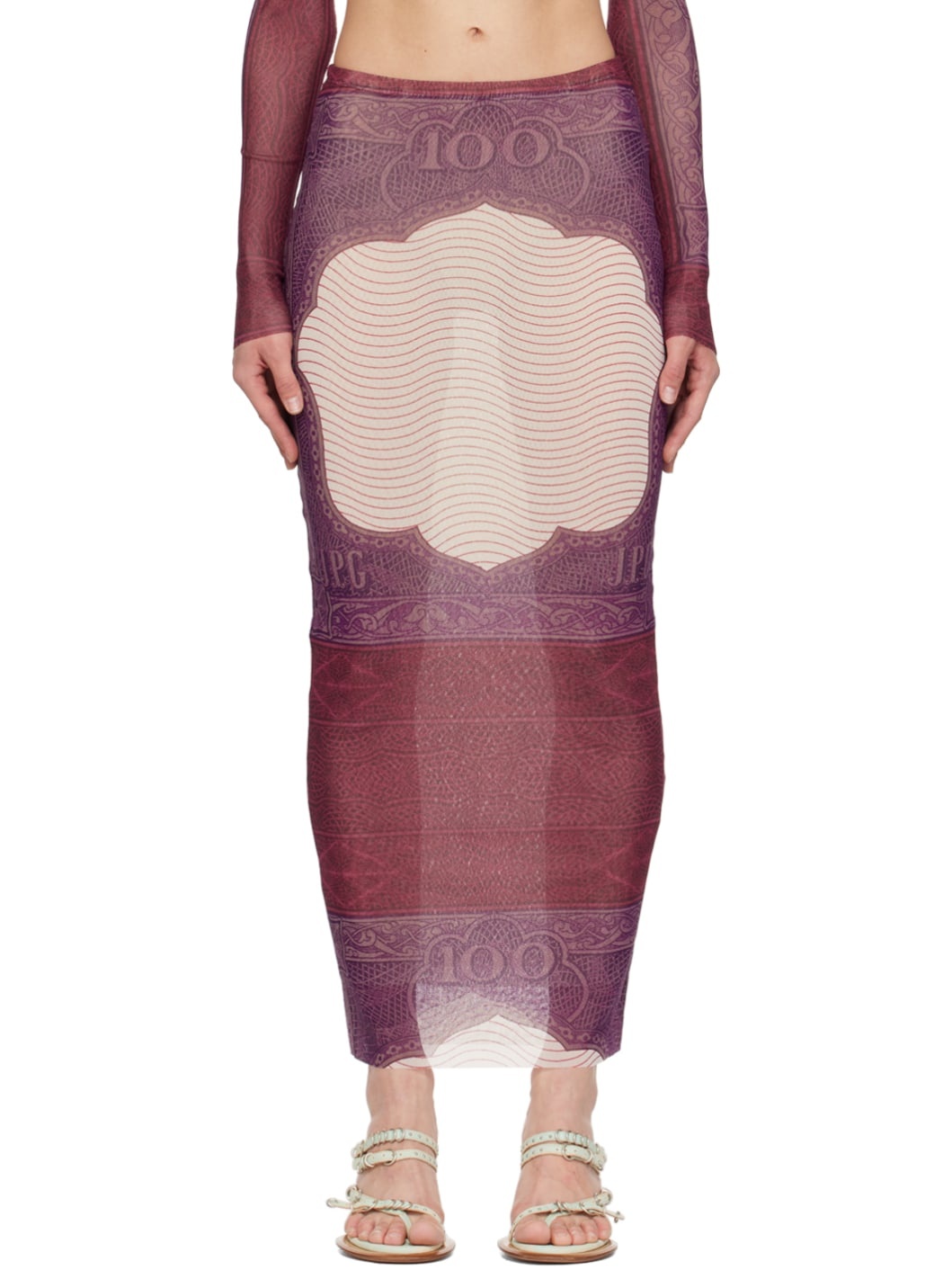 Burgundy & Purple 'The Cartouche' Maxi Skirt - 1
