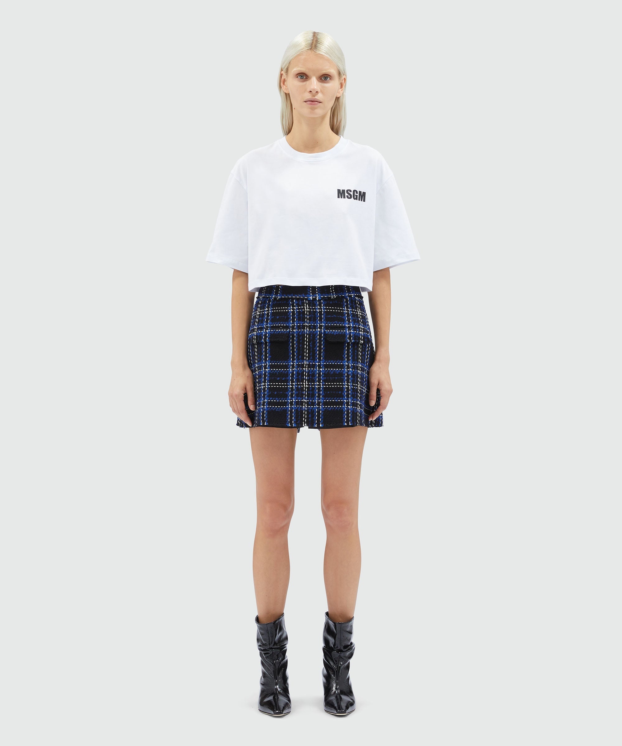 Black and blue tweed tartan skort - 2