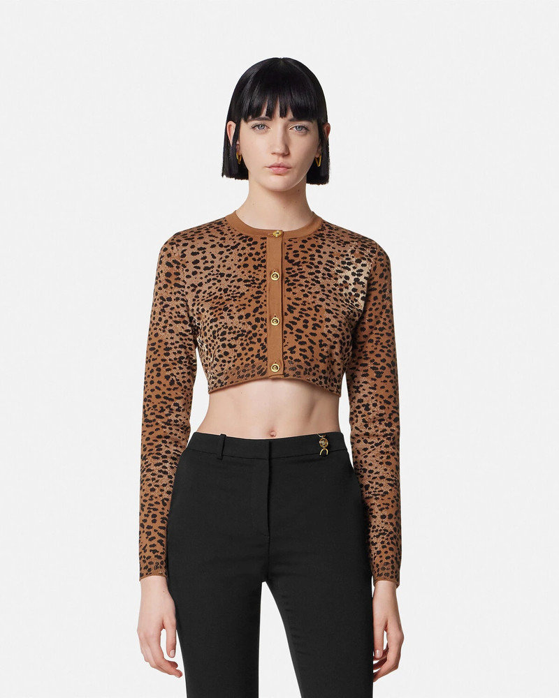 Leopard Wool-Blend Knit Crop Cardigan 4