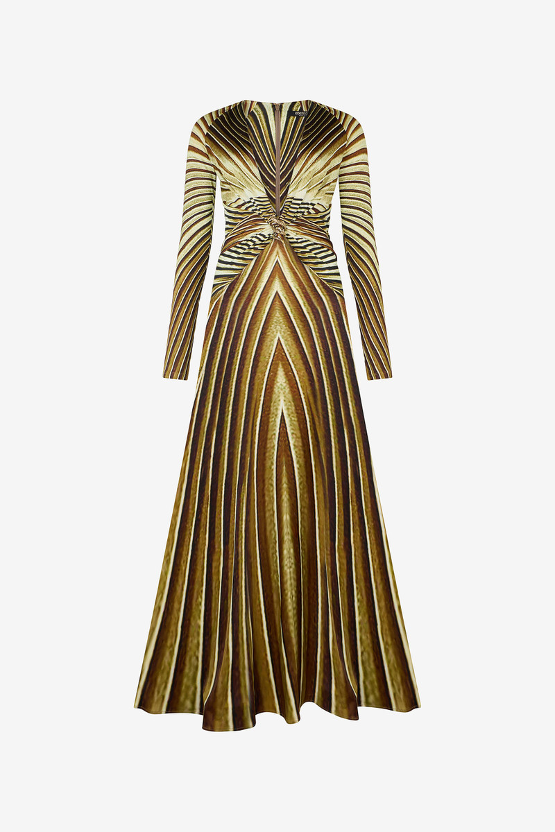 Extra-Long Dress with Ray Of Gold Print 1
