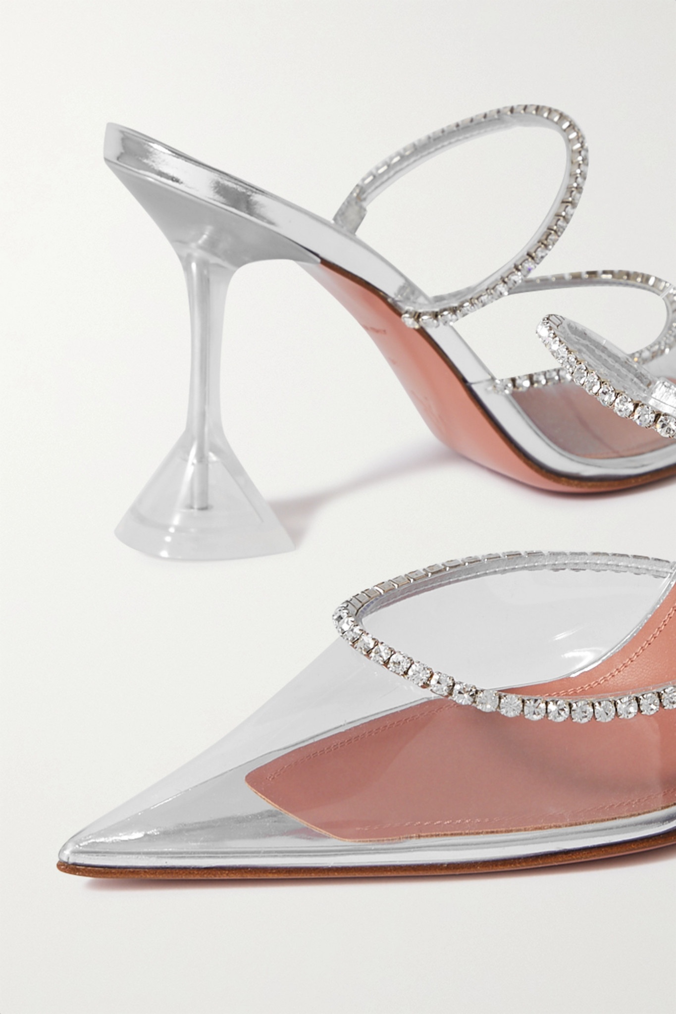 Gilda crystal-embellished leather and PVC pumps - 4