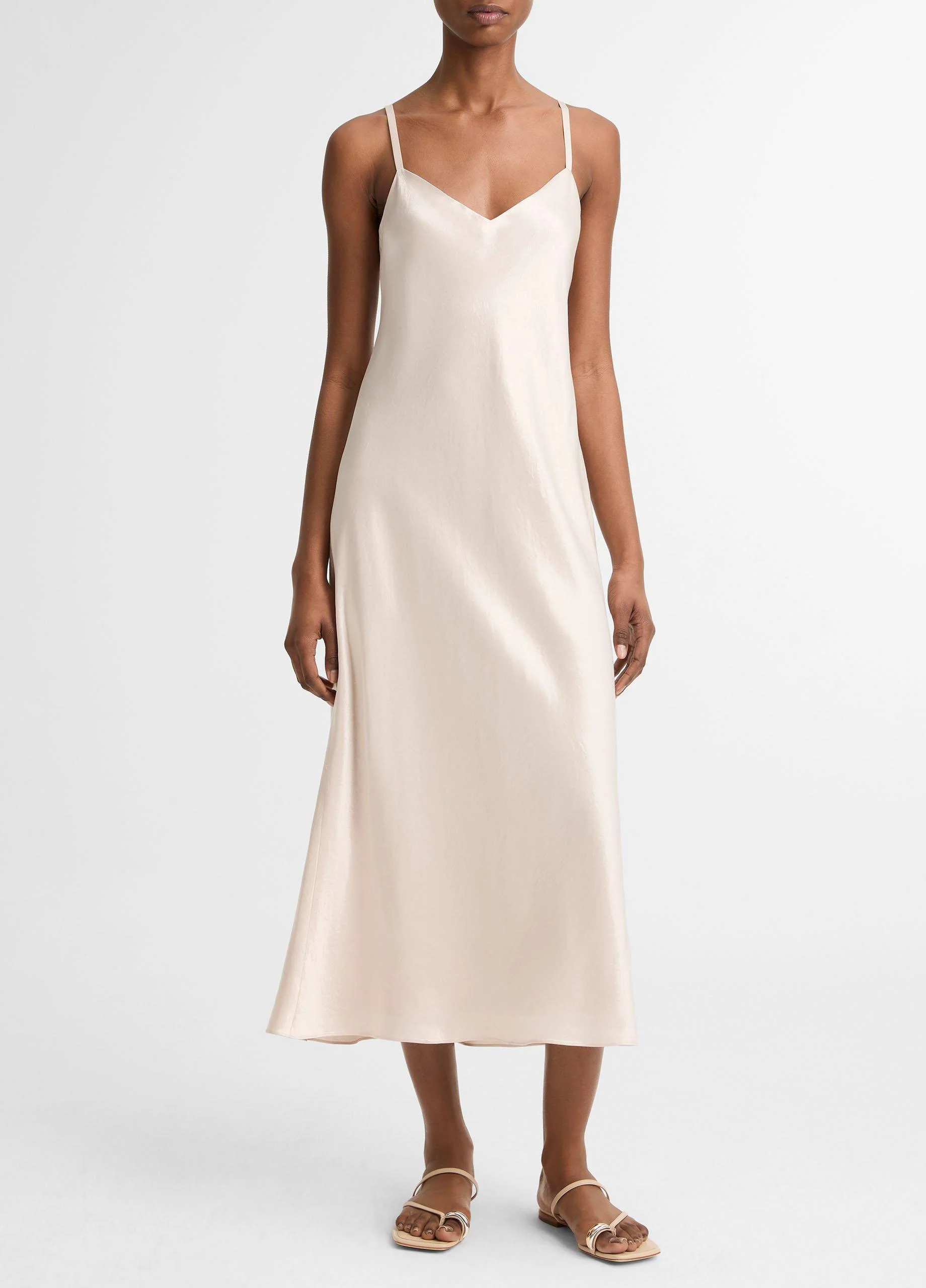 Satin V-Neck Slip Dress - 1