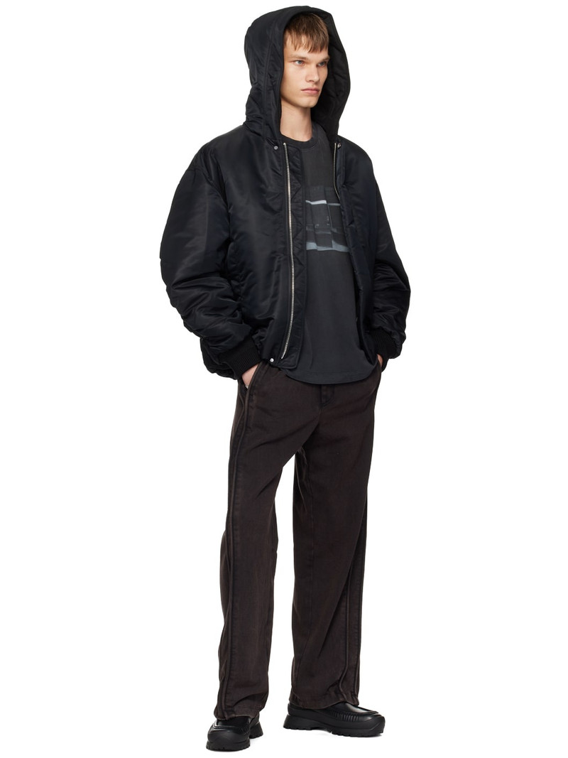 SOLID HOMME Black Hooded Bomber Jacket outlook