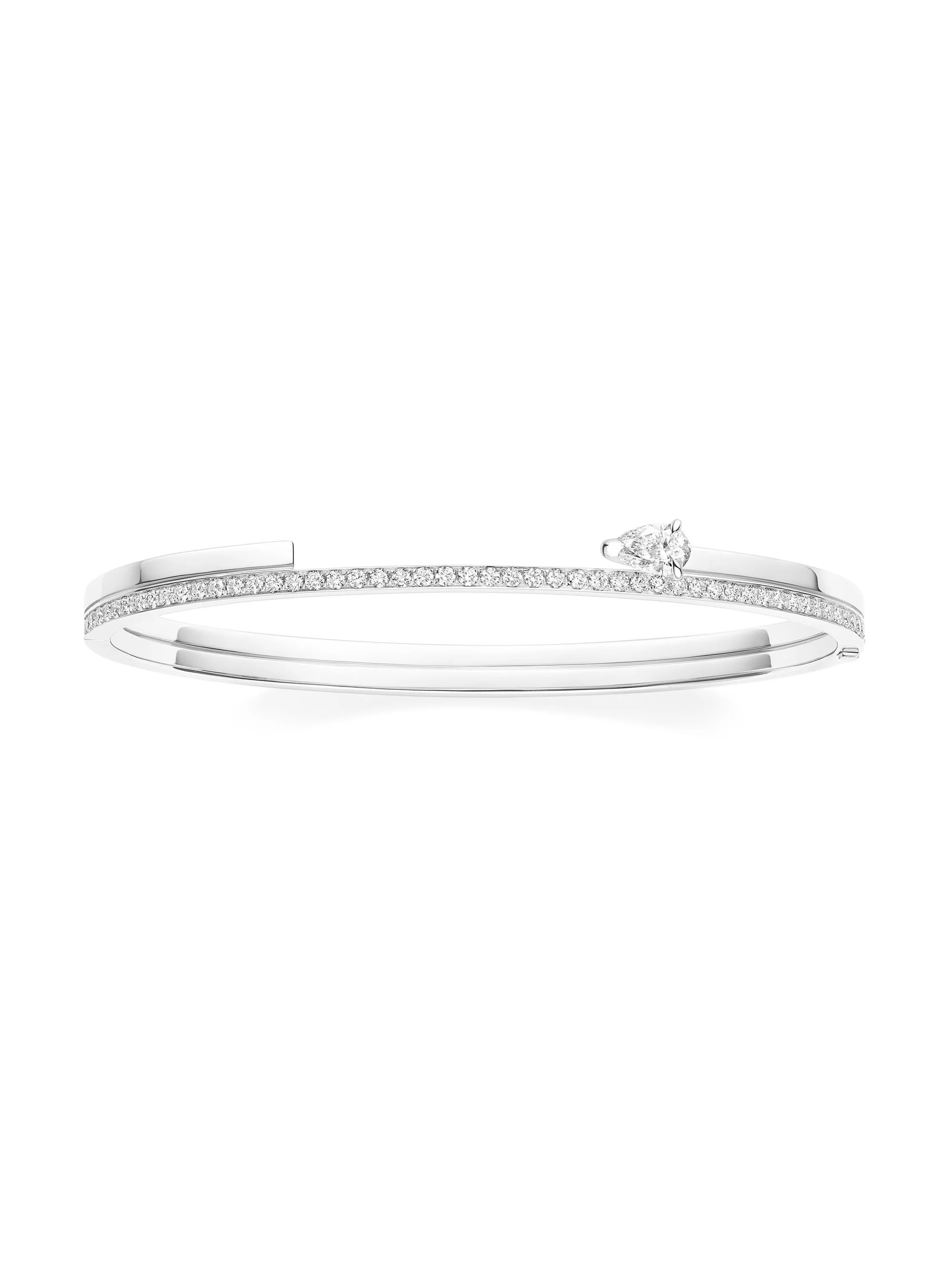 Women's Serti Sur Vide 18K White Gold & 0.90 TCW Diamond Double-Row Bangle - White Gold - 1