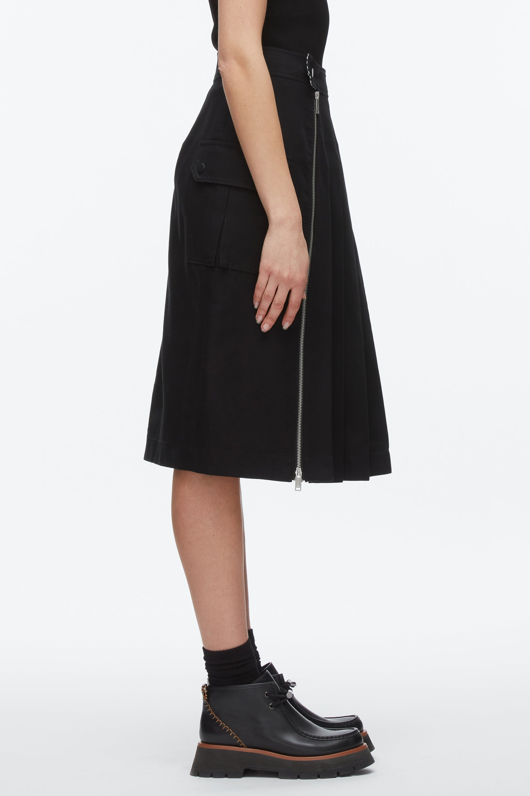 Pleated Zip Utility Skirt - 4