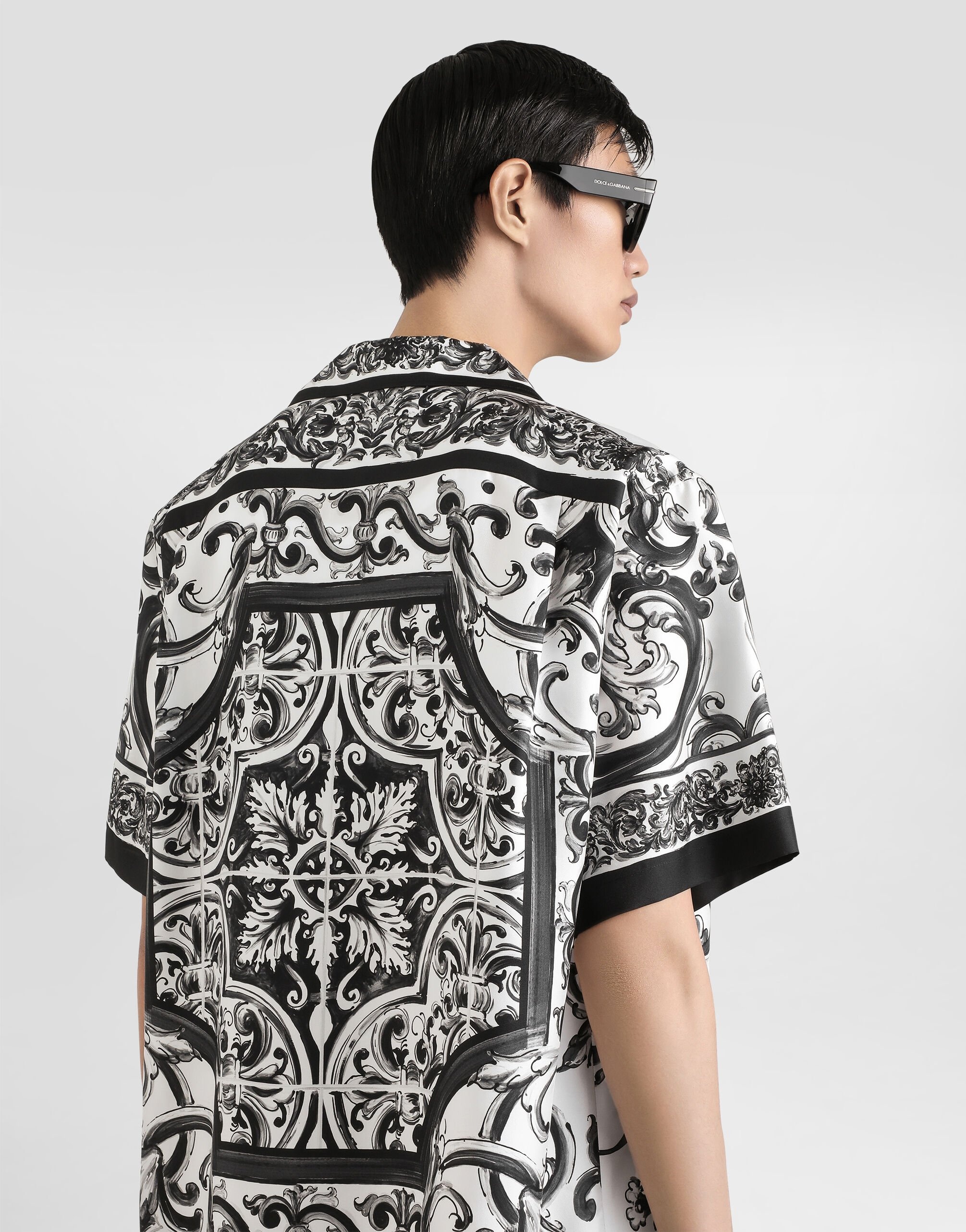 Majolica-print silk twill hawaii shirt - 5