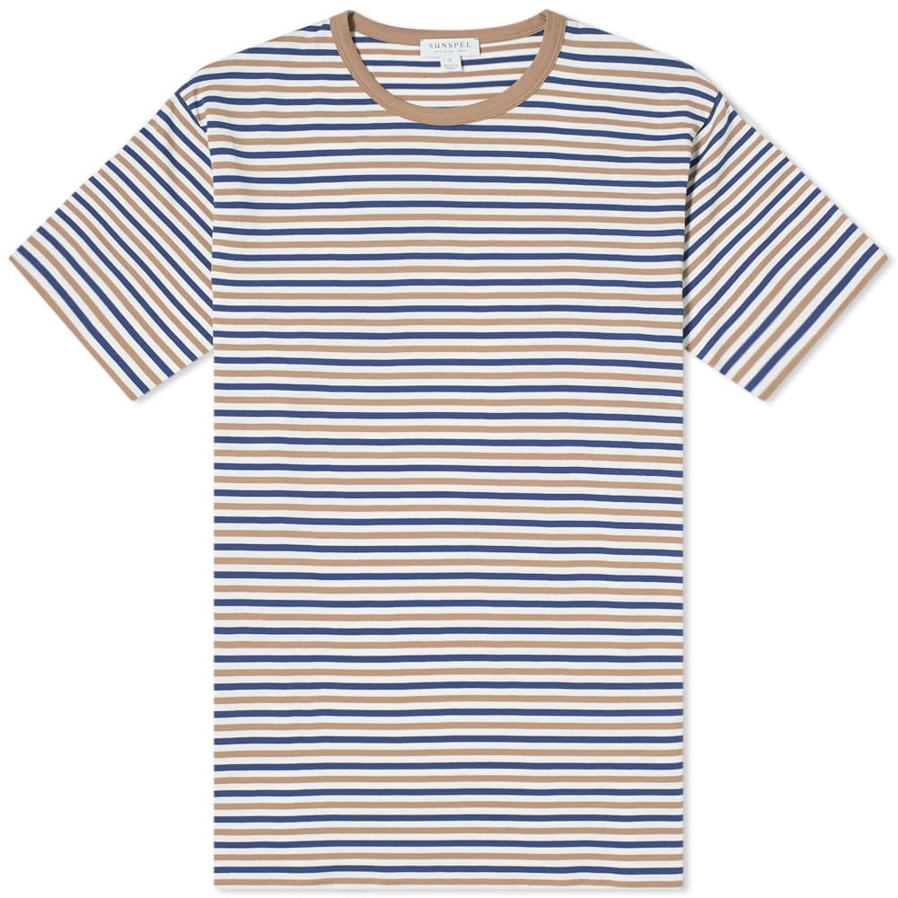 Sunspel English Stripe Contrast Rib Tee - 1