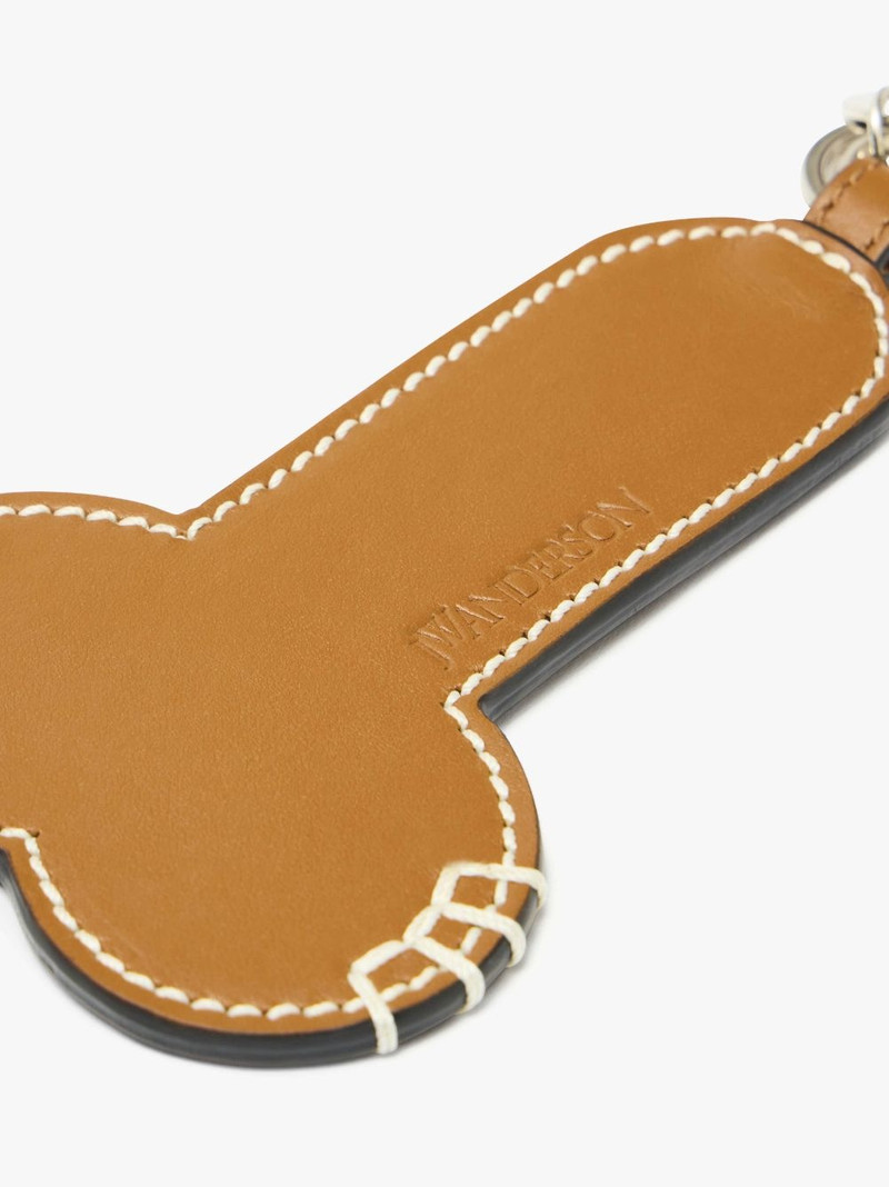 CONTRAST TOPSTITCH LEATHER PENIS KEYRING 3
