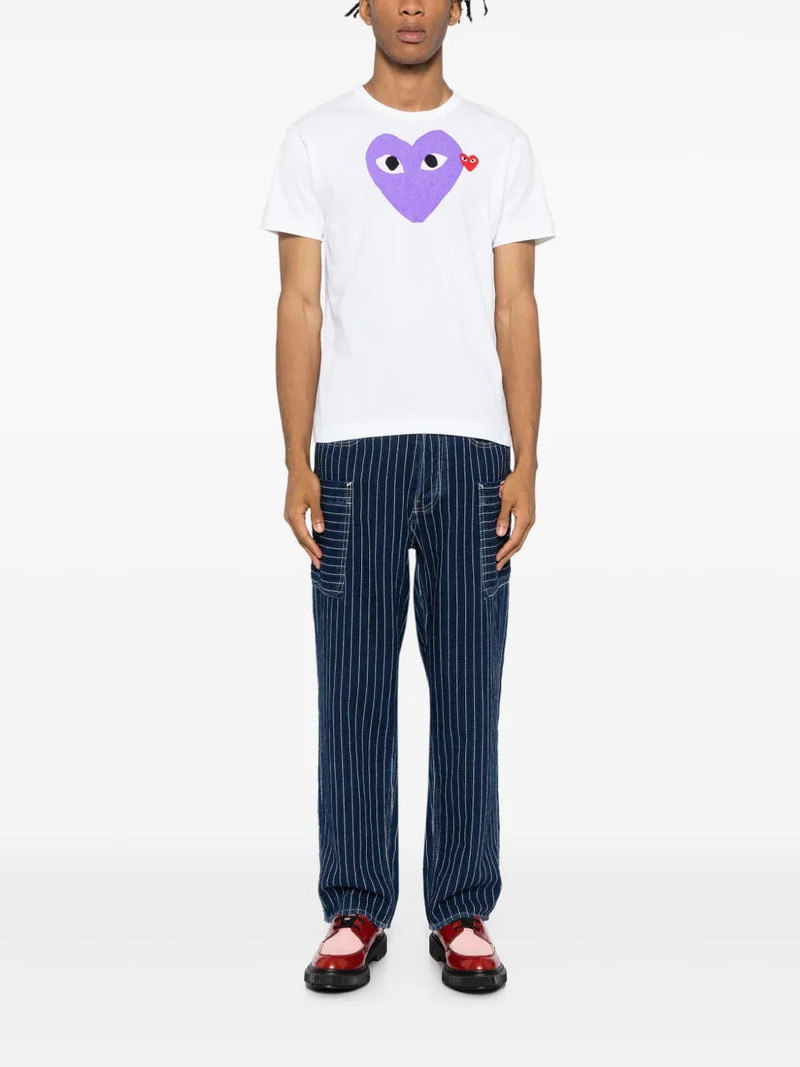Comme des Garçons PLAY UNISEX SHORT SLEEVE TEE BIG PURPLE HEART - WHITE outlook