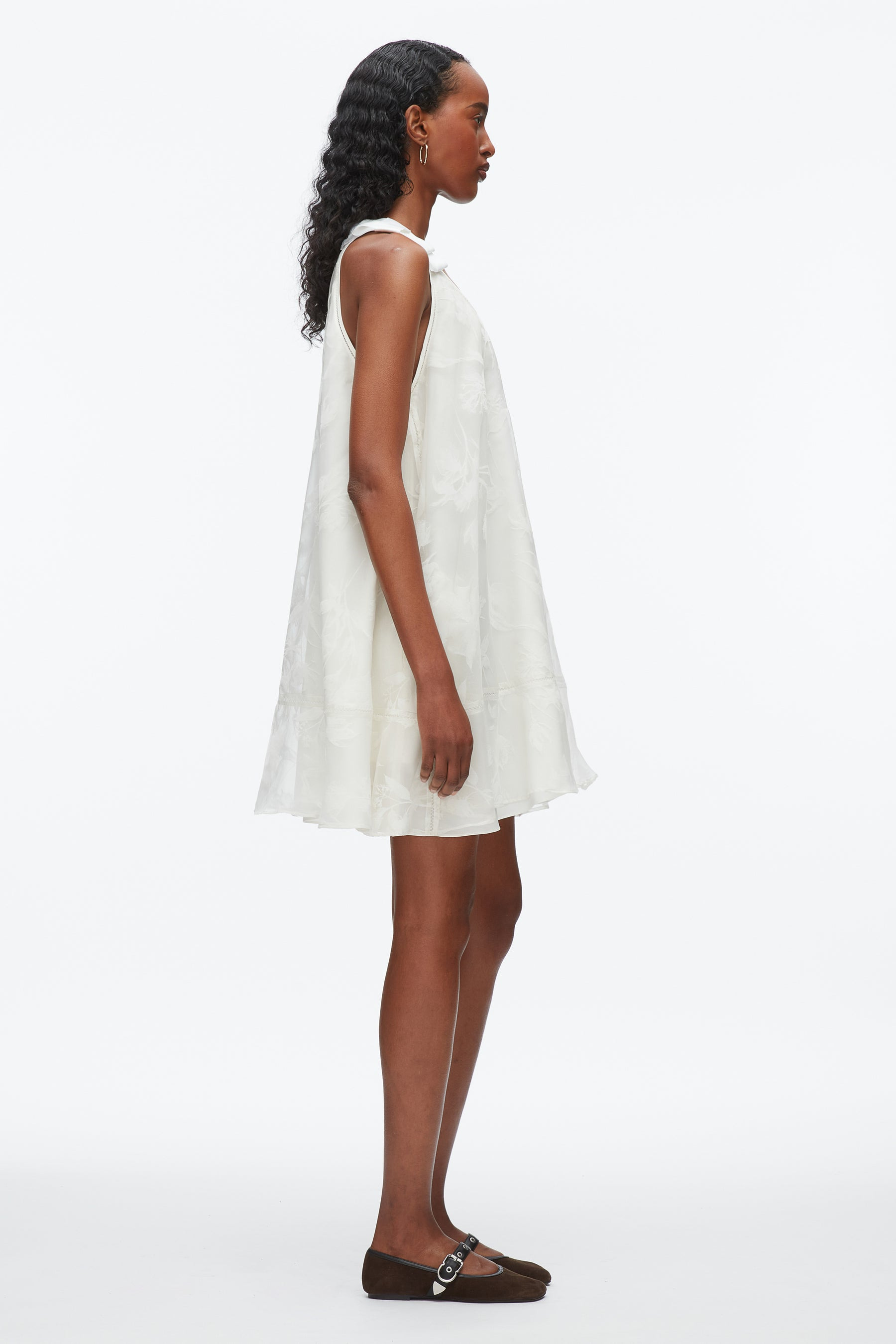 Flocked Organza Trapeze Dress - 2