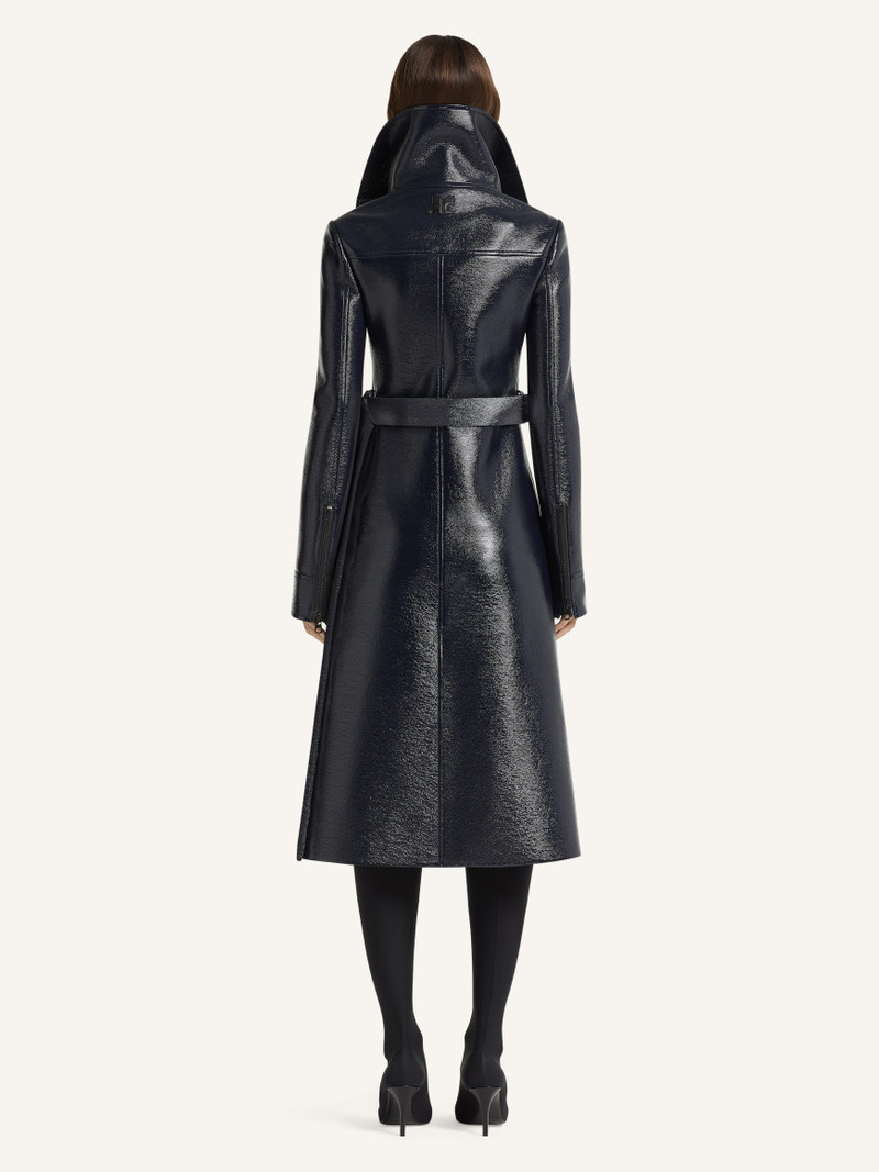 HIGH COLLAR LONG VINYL COAT 5