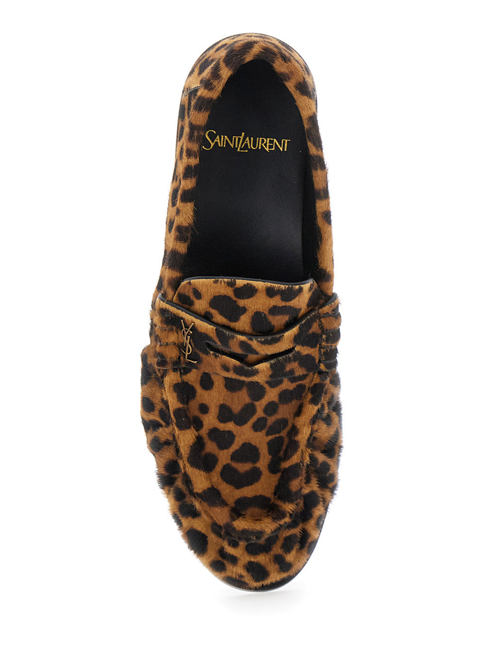 Saint Laurent Women Brown Loafers With Cassandre Logo And Leopard Motif In Fabric Woman - 4