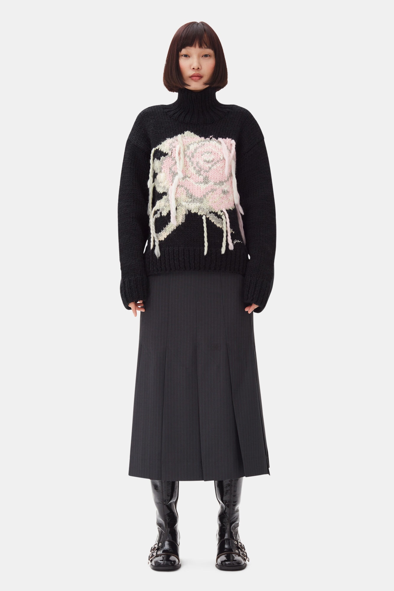 BLACK HANDKNIT TURTLENECK SWEATER - 3
