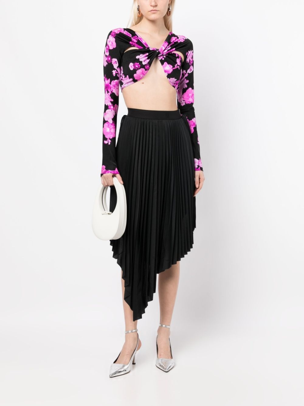 floral-print cropped top - 2
