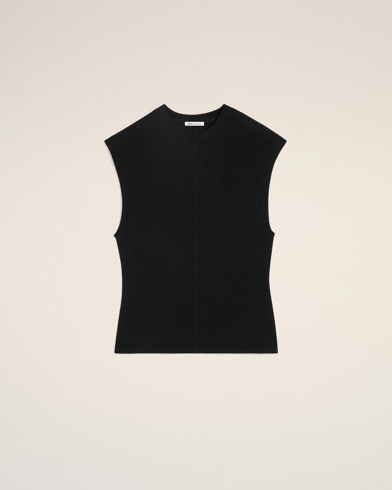 BLACK JERSEY SLEEVELESS FITTED TOP 1