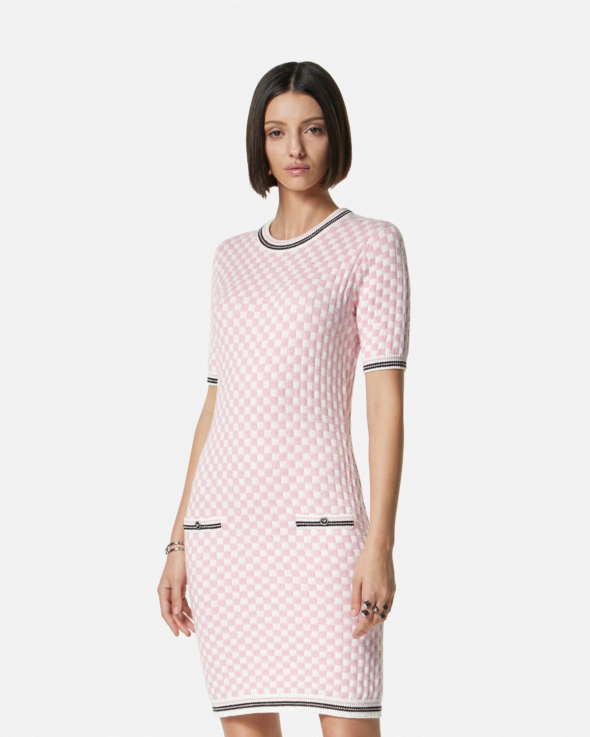 Contrasto Jacquard Knit Mini Dress - 4
