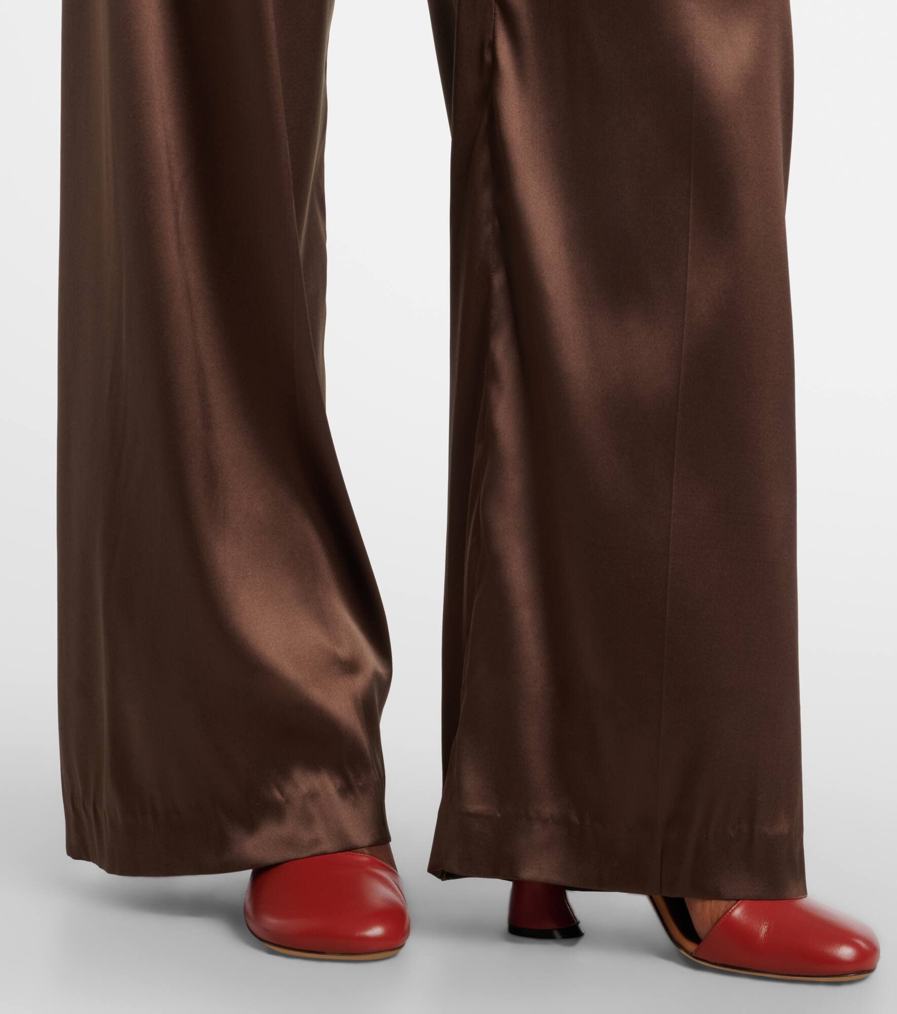 Mid-rise silk-blend straight pants - 5