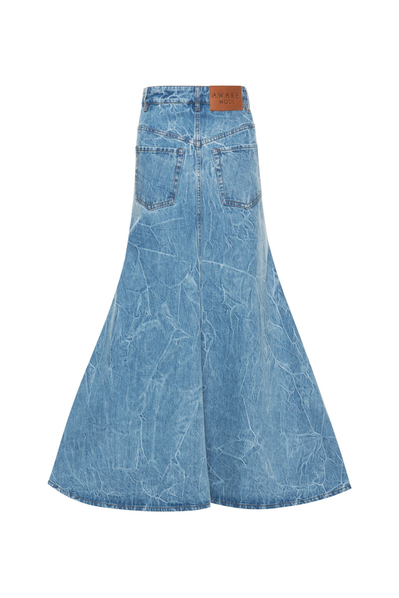 A.W.A.K.E. MODE ACID WASH DENIM SKIRT INDIGO ACID WASH outlook