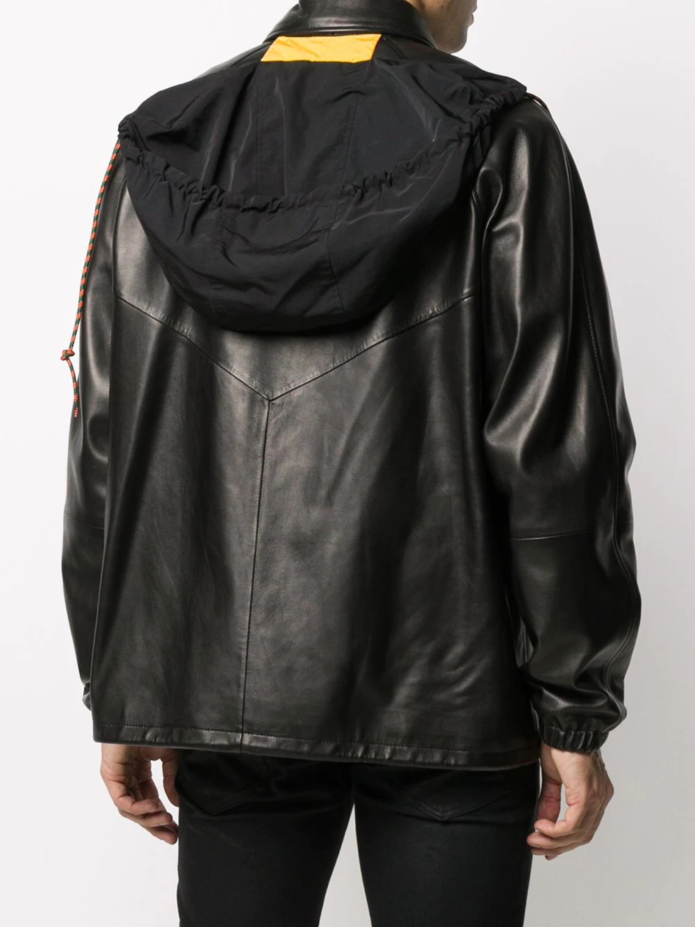 Web panel leather jacket - 4