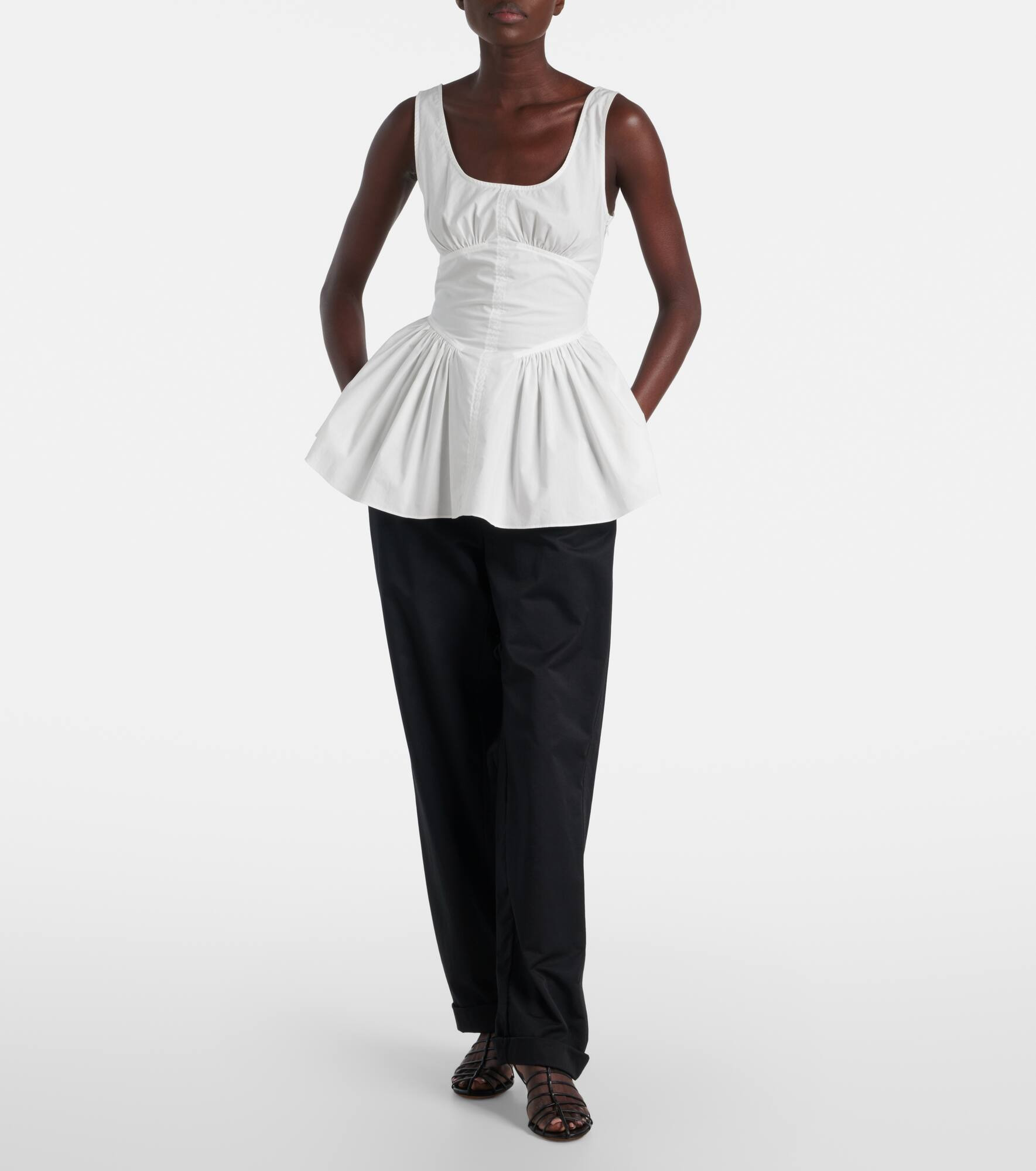 White Label Bader cotton-blend poplin top - 2