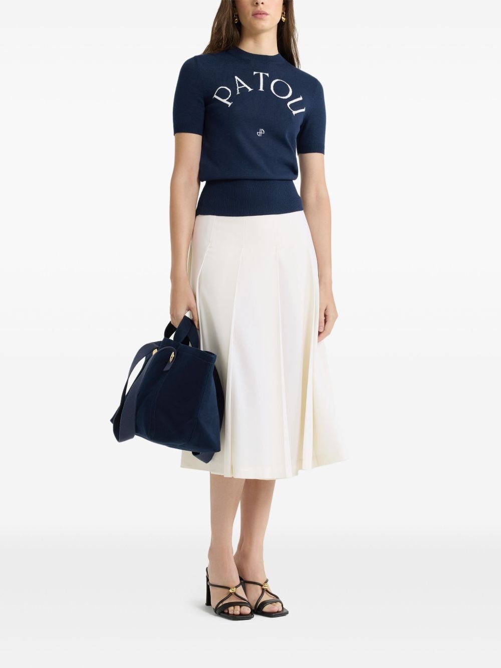 pleated twill midi skirt - 2