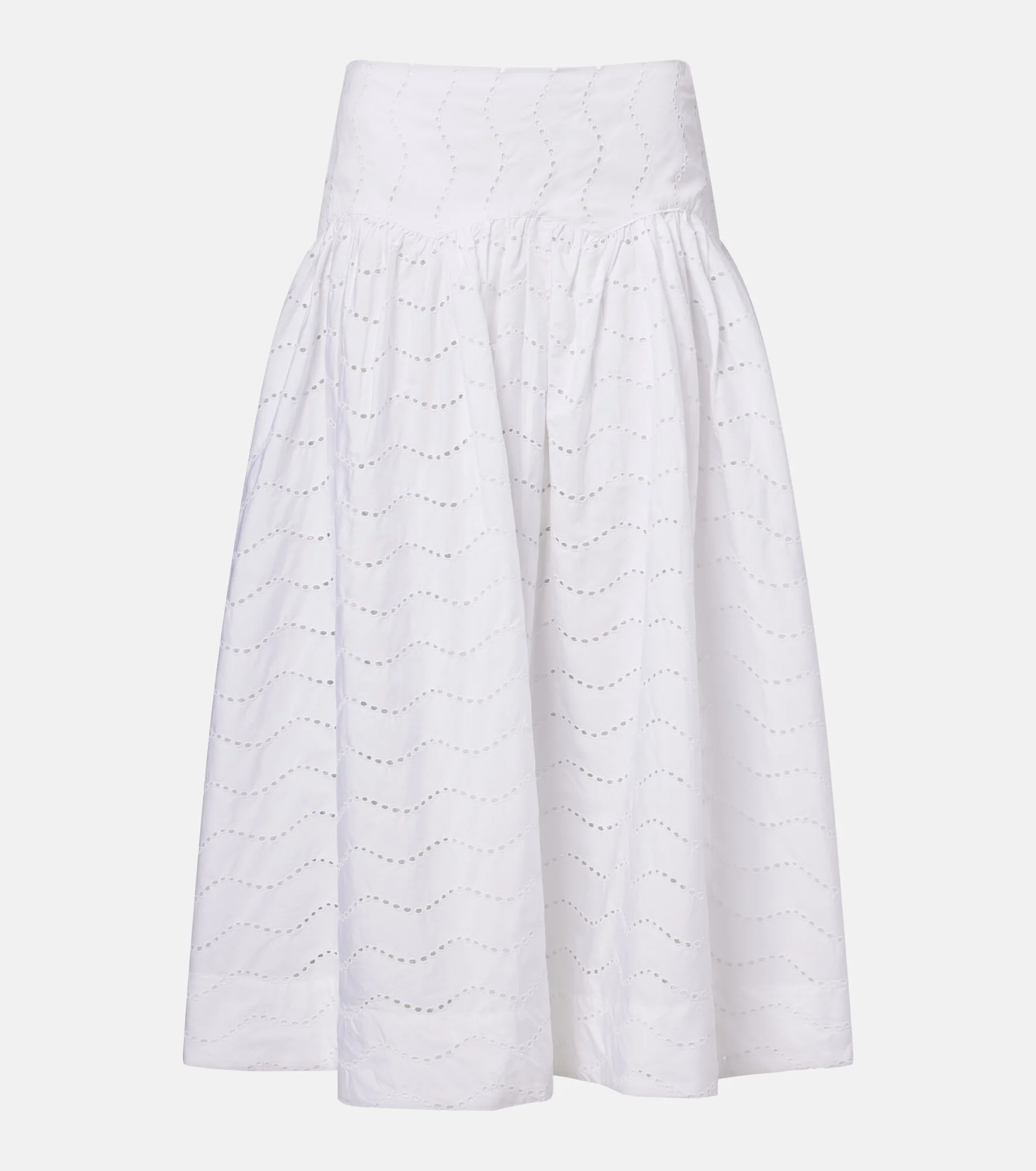 Broderie anglaise cotton midi skirt - 1