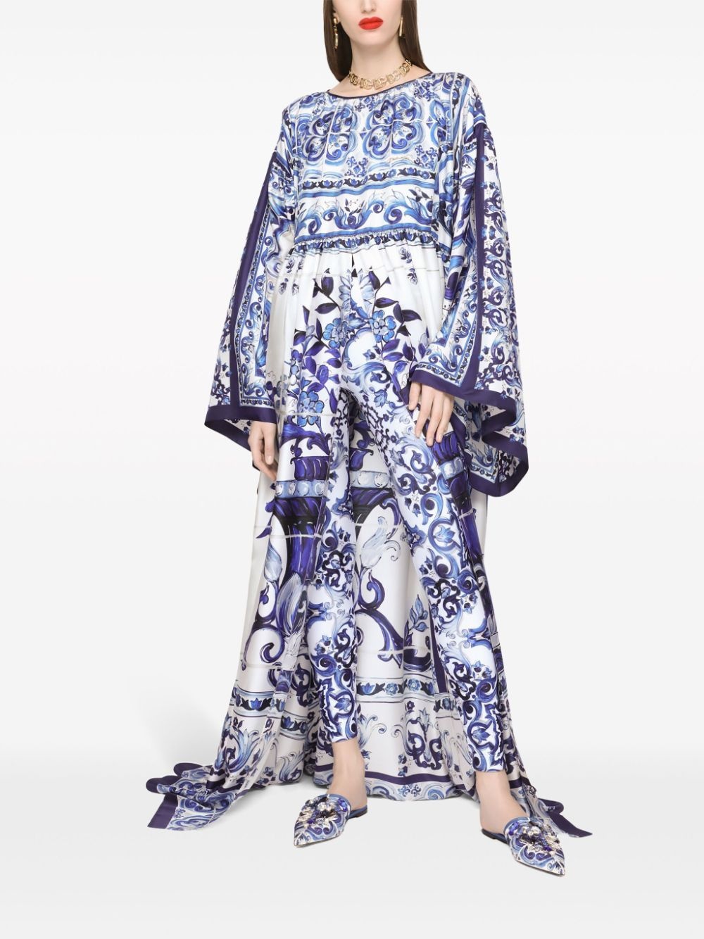 majolica-print silk dress - 3