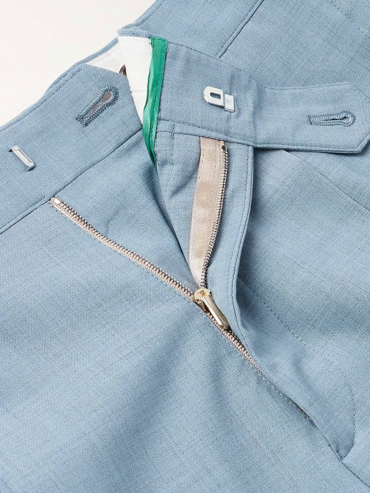 Tapered Pleated Stretch-Wool Suit Trousers Blue - 6