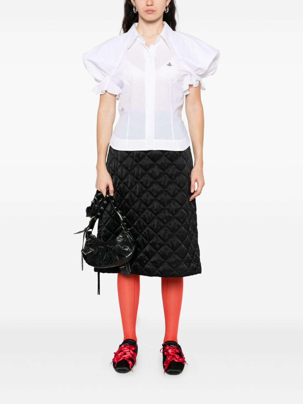 puff-sleeve collared shirt - 2