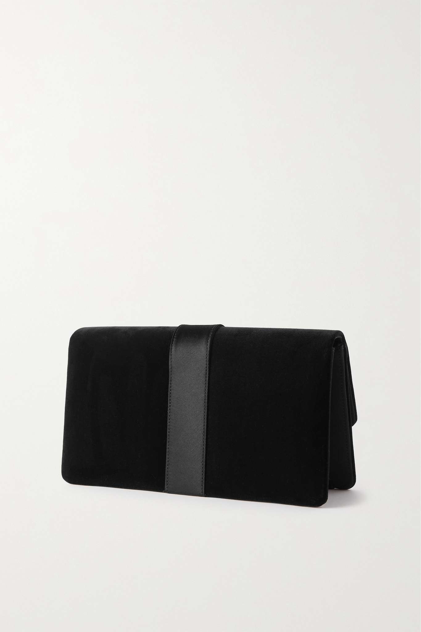 Capri crystal-embellished satin-trimmed velvet clutch - 3