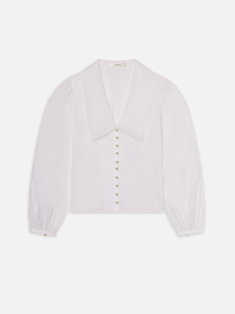 The Eyelet Sailor Blouse in White 1