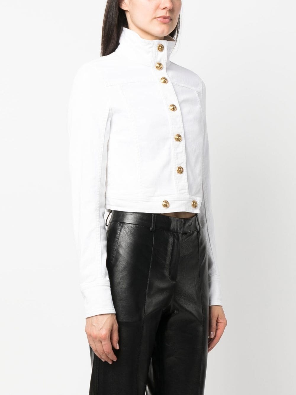 logo-patch cropped jacket - 3