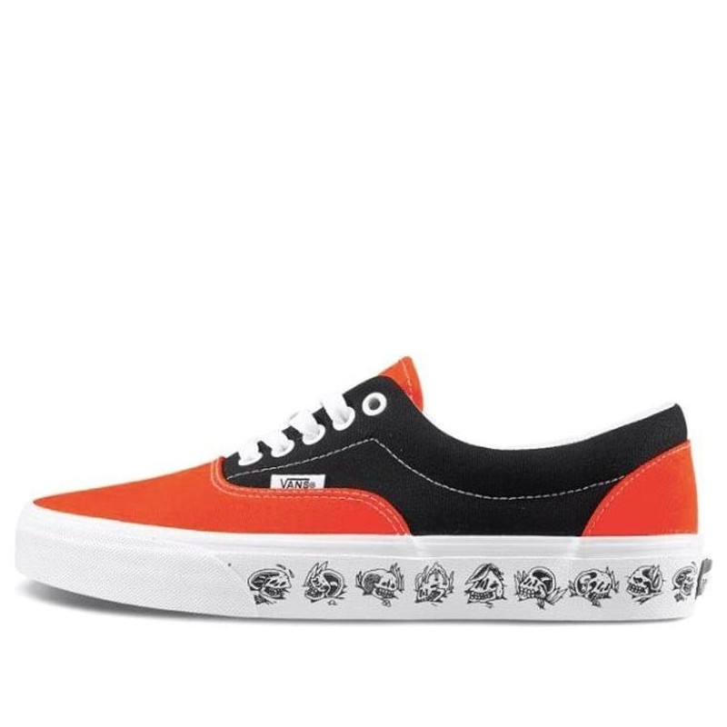 Vans Era Skeleton Printing Retro Casual Canvas Shoes Black Orange Colorblock 'Black Orange' VN0A38FR - 1