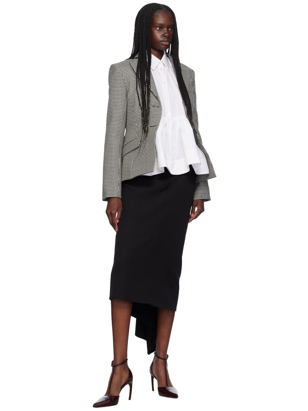 Black Draped Midi Skirt - 4