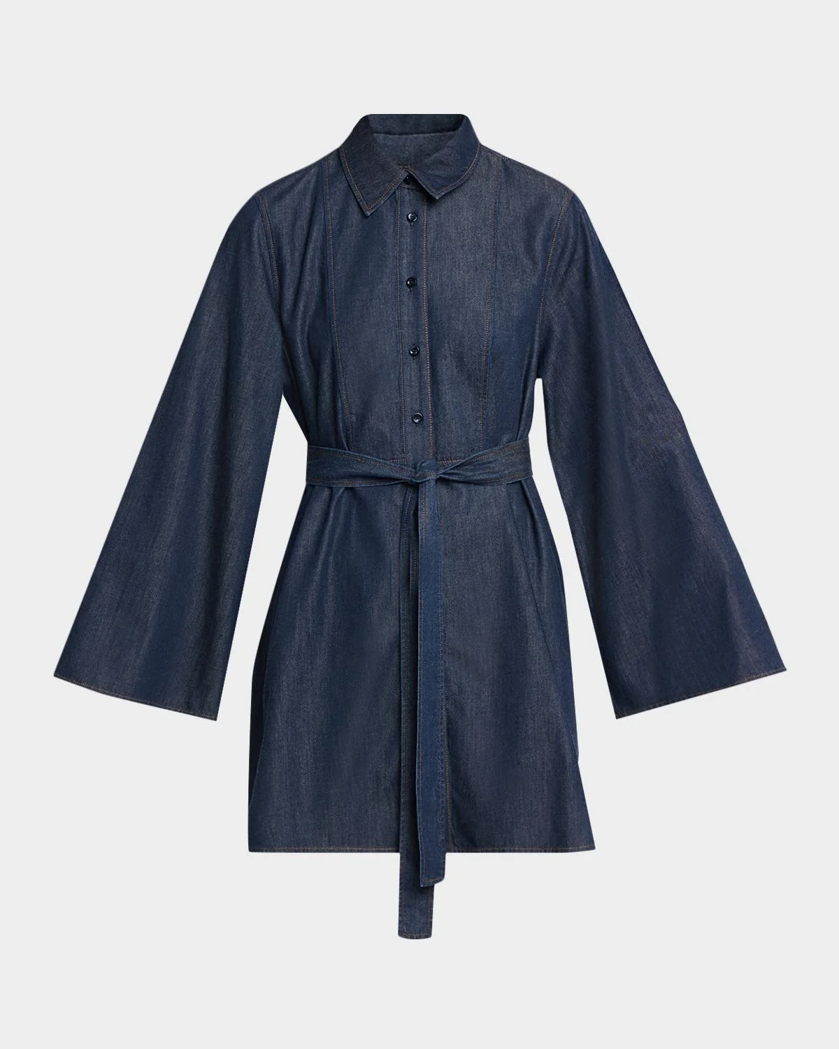 The Denim Tuxedo Belted Mini Dress - 1
