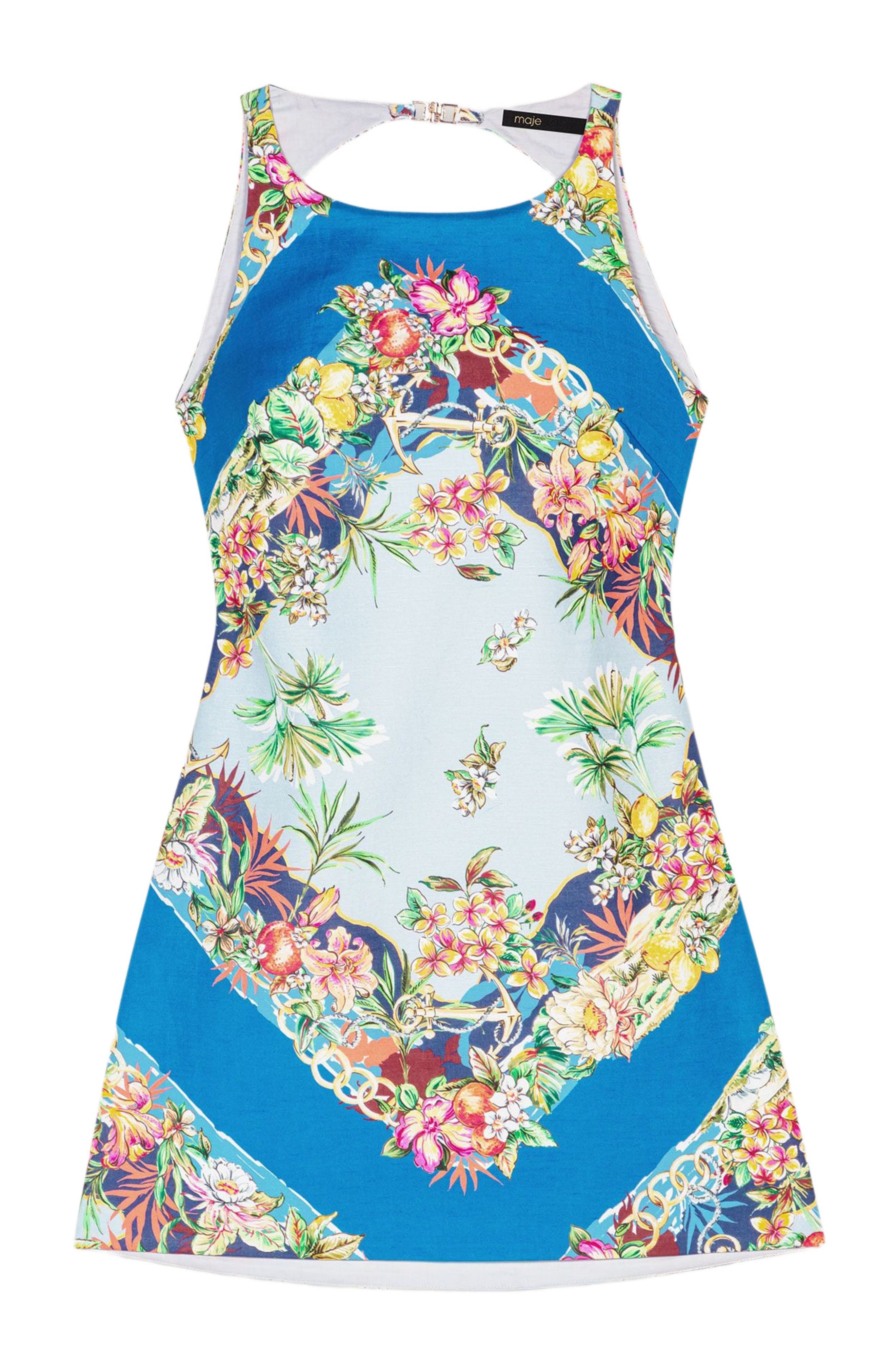 maje Patterned shift dress in Multicolor Floral Print at Nordstrom - 6